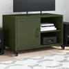 Image de vidaXL Meuble TV vert olive 68x39x43,5 cm acier846672