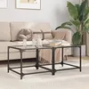Image de vidaXL Tables basses avec dessus en verre transparent 2 pcs acier845967
