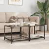 Image de vidaXL Tables basses avec dessus en verre noir 2 pcs 50x50x40 cm acier