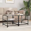 Image de vidaXL Vidaxl Tables Basses Avec Dessus En Verre Transparent 2 Pcs Acier