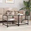 Image de vidaXL Tables basses avec dessus en verre noir 2 pcs 50x50x45 cm acier846009