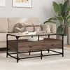 Image de vidaXL Table basse et dessus en verre chêne marron 98,5x50x45 cm acier846048