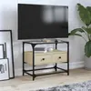 Image de vidaXL Meuble TV avec dessus en verre chêne sonoma bois d'ingénierie846055