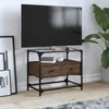 Image de vidaXL Meuble TV avec dessus en verre chÃªne marron bois d'ingÃ©nierie