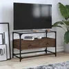 Image de vidaXL Meuble TV avec dessus en verre chÃªne marron bois d'ingÃ©nierie