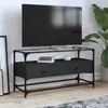 Image de vidaXL Meuble TV et dessus en verre noir 80x35x51 cm bois d'ingÃ©nierie