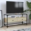 Image de vidaXL Meuble TV avec dessus en verre chÃªne sonoma bois d'ingÃ©nierie