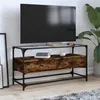 Image de vidaXL Meuble TV avec dessus en verre chêne fumé bois d'ingénierie846066