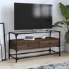 Image de vidaXL Meuble TV avec dessus en verre chêne marron bois d'ingénierie846068