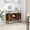 Image de vidaXL Buffet avec dessus en verre chÃªne fumÃ© bois d'ingÃ©nierie
