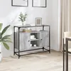 Image de vidaXL Vidaxl Buffet Avec Dessus En Verre Sonoma Gris Bois D'ingénierie