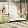 Image de Vidaxl Balancelle Avec Coussins 63x58x39 Cm RÃ©sine TressÃ©e Acier