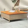 Image de vidaXL Table de jardin beige 70x70x25 cm résine tressée et bois acacia3281631