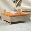 Image de Vidaxl Table De Jardin Beige 70x70x25 Cm RÃ©sine TressÃ©e Et Bois Acacia
