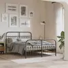 Image de vidaXL Cadre de lit métal sans matelas avec pied de lit noir 140x190cm