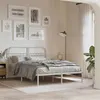 Image de vidaXL Cadre de lit métal avec tête de lit blanc 135x190 cm