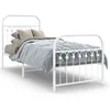 Image de vidaXL Vidaxl Cadre De Lit Métal Sans Matelas Avec Pied De Lit Blanc 75x190cm