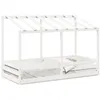 Image de vidaXL Lit pour enfants avec toit blanc 100x200 cm bois de pin massif