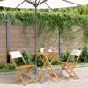 Image de Vidaxl Ensemble De Bistro 3 Pcs Blanc CrÃ¨me Tissu Et Bois Massif