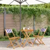 Image de Vidaxl Ensemble De Bistro 3 Pcs Bleu Et Blanc Tissu Et Bois Massif