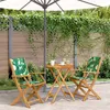 Image de vidaXL Ensemble de bistro 3 pcs motif de feuilles tissu et bois massif