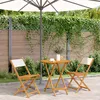Image de Vidaxl Ensemble De Bistro 3 Pcs Blanc CrÃ¨me Tissu Et Bois Massif