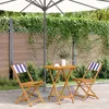 Image de vidaXL Ensemble de bistro 3 pcs bleu et blanc tissu et bois massif
