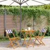 Image de Vidaxl Ensemble De Bistro 3 Pcs Bleu Et Blanc Tissu Et Bois Massif