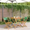 Image de vidaXL Ensemble de bistro 3 pcs motif de feuilles tissu et bois massif