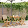 Image de vidaXL Ensemble de bistro 3 pcs beige résine tressée et bois massif