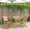 Image de vidaXL Ensemble de bistro 3 pcs taupe tissu et bois massif