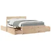 Image de vidaXL Vidaxl Lit Avec Tiroirs Et Matelas 140x190 Cm Bois Massif De Pin