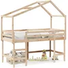 Image de vidaXL Vidaxl Lit Superposé Et Échelle Et Toit 90x200 Cm Bois De Pin Massif