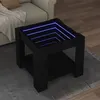 Image de vidaXL Table basse avec LED noir 53x53x45 cm bois d'ingénierie847540