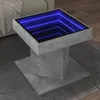 Image de vidaXL Table basse avec LED gris béton 50x50x45 cm bois d'ingénierie847563