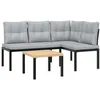 Image de vidaXL Ensemble de banc de jardin avec coussins 3 pcs noir