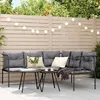 Image de vidaXL Ensemble de canapés de jardin et coussins noir acier textilène