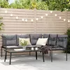 Image de vidaXL Ensemble de canapés de jardin et coussins noir acier textilène