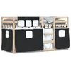 Image de vidaXL Lit superposÃ© avec rideaux blanc/noir 80x200 cm bois pin massif