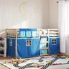 Image de vidaXL Lit superposé avec rideaux bleu 80x200 cm bois pin massif