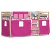 Image de vidaXL Lit superposÃ© avec rideaux rose 80x200 cm bois pin massif