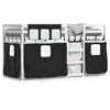 Image de vidaXL Vidaxl Lit Superposé Avec Rideaux Blanc/Noir 80x200 Cm Bois Pin Massif