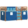 Image de vidaXL Vidaxl Lit Superposé Avec Rideaux Bleu 80x200 Cm Bois Pin Massif