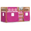 Image de vidaXL Vidaxl Lit Superposé Avec Rideaux Rose 80x200 Cm Bois Pin Massif
