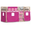 Image de vidaXL Vidaxl Lit Superposé Avec Rideaux Rose 90x200 Cm Bois Pin Massif