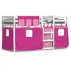 Image de vidaXL Vidaxl Lit Superposé Avec Rideaux Rose 90x200 Cm Bois Pin Massif