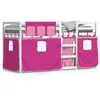 Image de vidaXL Vidaxl Lit Superposé Avec Rideaux Rose 90x190 Cm Bois Pin Massif