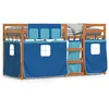 Image de vidaXL Vidaxl Lit Superposé Avec Rideaux Bleu 90x200 Cm Bois Pin Massif