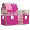 Image de vidaXL Vidaxl Lit Superposé Avec Rideaux Rose 90x200 Cm Bois Pin Massif