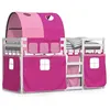Image de vidaXL Vidaxl Lit Superposé Avec Rideaux Rose 90x200 Cm Bois Pin Massif